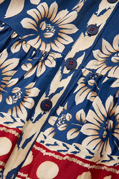 MAROON FLORAL PATTERN MİNİ DRESS 4