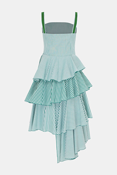 WHITE SLEEVELESS SUSPENDER ASYMMETRIC DRESS 8