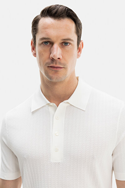 ECRU POLO NECK SHORT SLEEVE TSHIRT 3