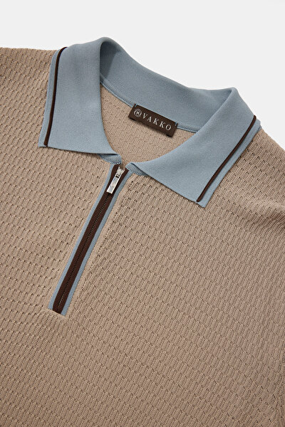 FERMUARLI POLO YAKA KISA KOL TRİKO T-SHIRT 3