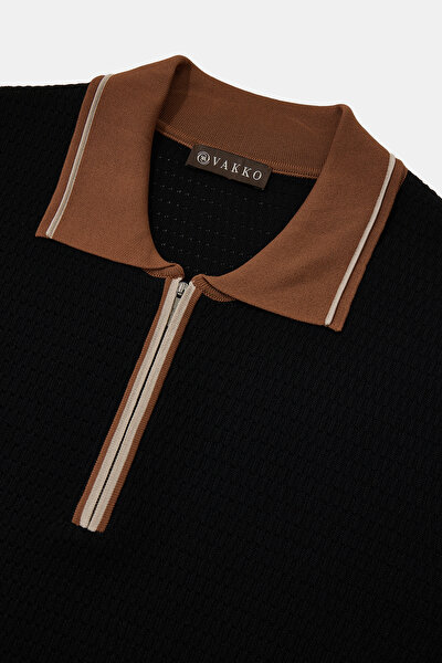 BLACK POLO NECK SHORT SLEEVE TSHIRT 8