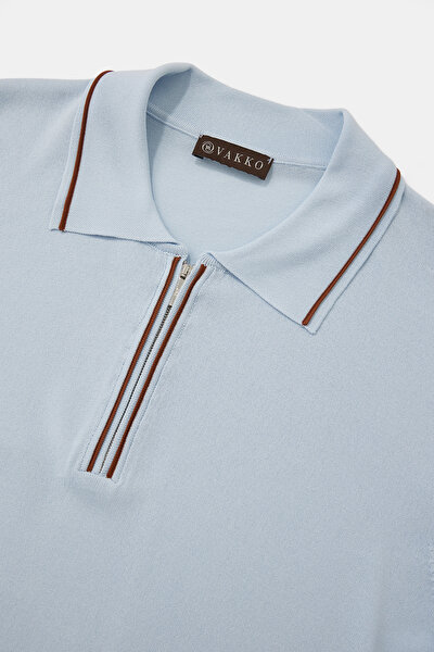 LIGHT BLUE POLO NECK SHORT SLEEVE TSHIRT 8