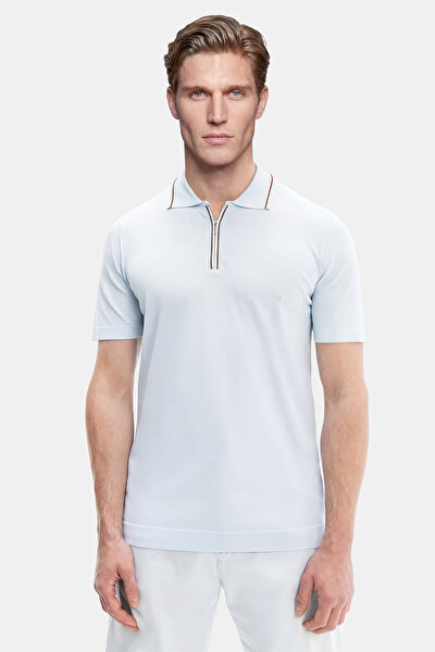 LIGHT BLUE POLO NECK SHORT SLEEVE TSHIRT 4