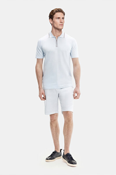 LIGHT BLUE POLO NECK SHORT SLEEVE TSHIRT 5