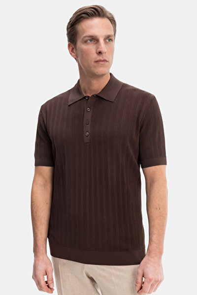 BROWN POLO NECK SHORT SLEEVE TSHIRT 4