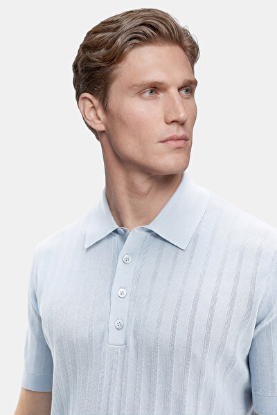 INDIGO POLO NECK SHORT SLEEVE TSHIRT 3
