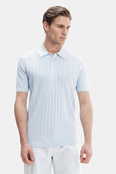 INDIGO POLO NECK SHORT SLEEVE TSHIRT 5