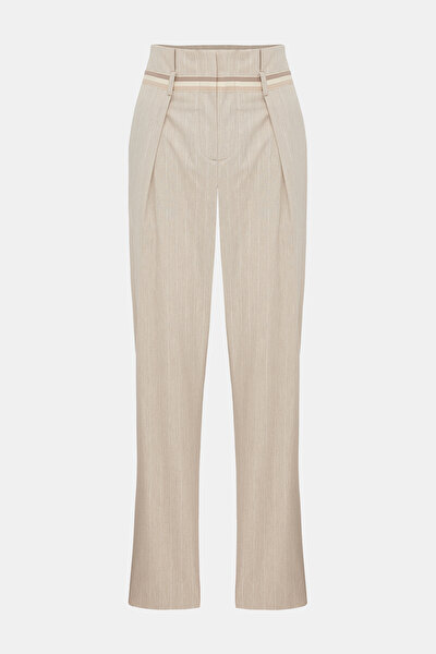 ECRU STRIPED SKINNY LEG TROUSERS 4