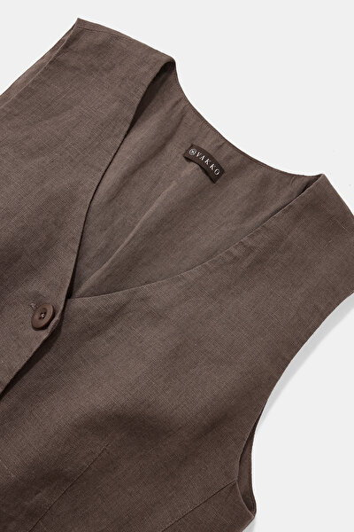 BROWN V NECK VEST 9