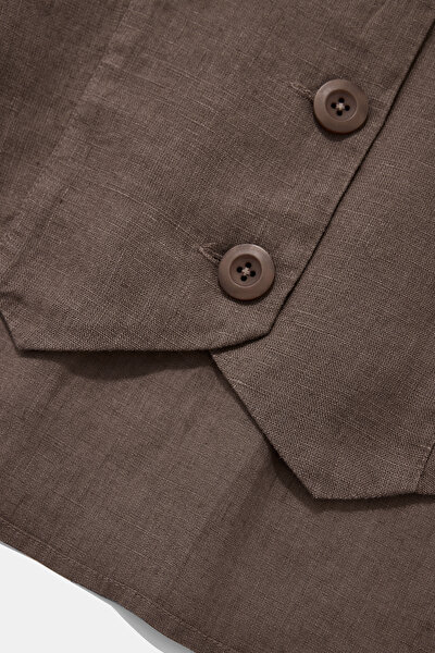BROWN V NECK VEST 10