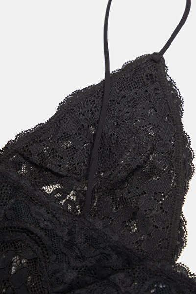 BLACK LACY PLUNGE NECKLİNE BODY 4