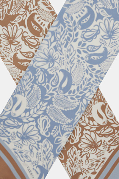 CINNAMON PAISLEY PATTERNED TWILL FOULARD 3