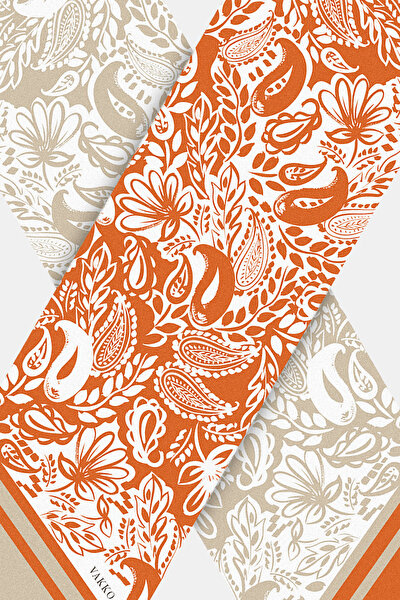 DARK SAND PAISLEY PATTERNED TWILL FOULARD 3