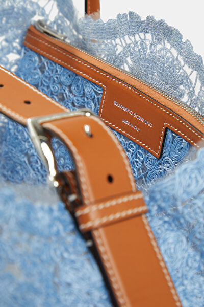 TAN EMBROIDERED TULLE BAG 5