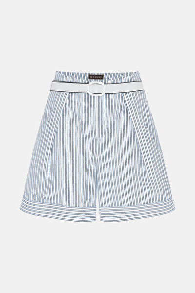 NAVY BLUE STRIPED PATTERNED SHORT BERMUDA 4