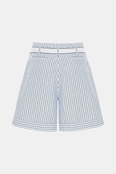 NAVY BLUE STRIPED PATTERNED SHORT BERMUDA 5