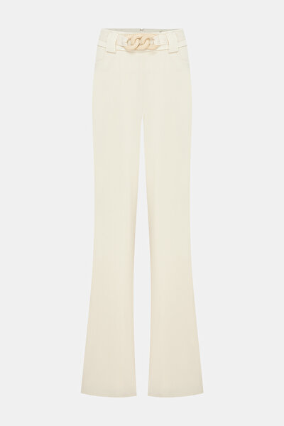 CREAM WIDE LEG TROUSERS 4