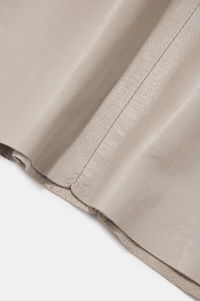 BEIGE LEATHER MIDI SKIRT 8