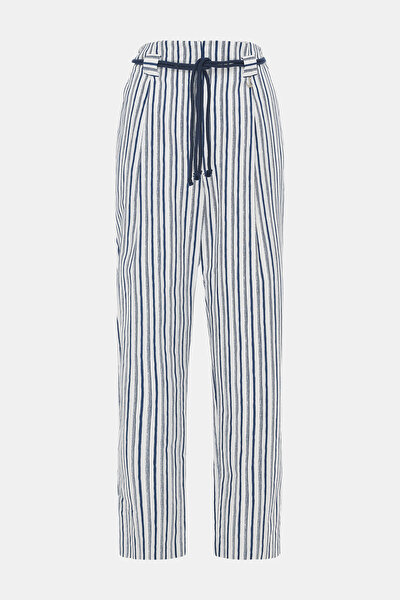 BLUE DESIGN FILLED STRAIGHT CUT TROUSERS 5