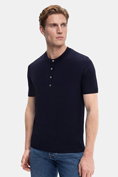 BLACK MANDARIN COLLAR SHORT SLEEVE TSHIRT 5