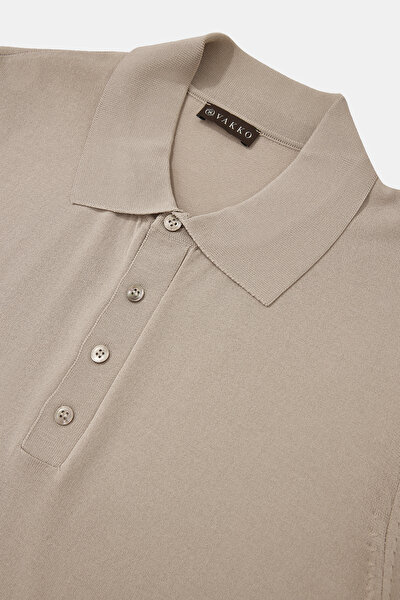 BEIGE POLO NECK SHORT SLEEVE TSHIRT 9