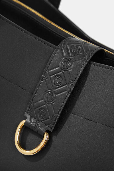 BLACK MONOGRAM LEATHER BAG 4