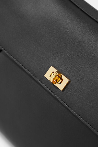 BLACK MONOGRAM LEATHER BAG 5