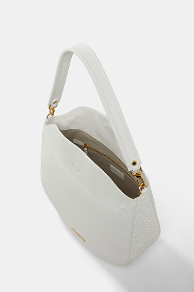 WHITE MONOGRAM LEATHER BAG 5