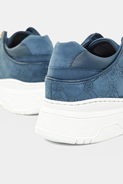 NAVY BLUE MONOGRAM LEATHER SHOE 5
