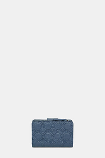 NAVY BLUE MONOGRAM LEATHER WALLET 3