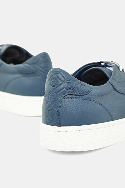 NAVY BLUE MONOGRAM LEATHER SHOE 5