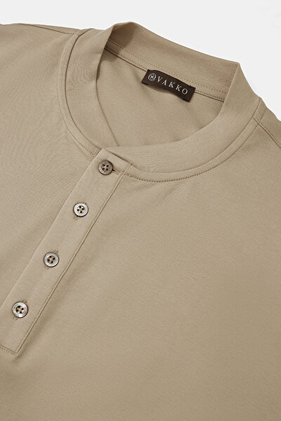 BEIGE POLO NECK SHORT SLEEVE TSHIRT 8