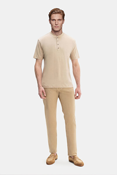BEIGE POLO NECK SHORT SLEEVE TSHIRT 3