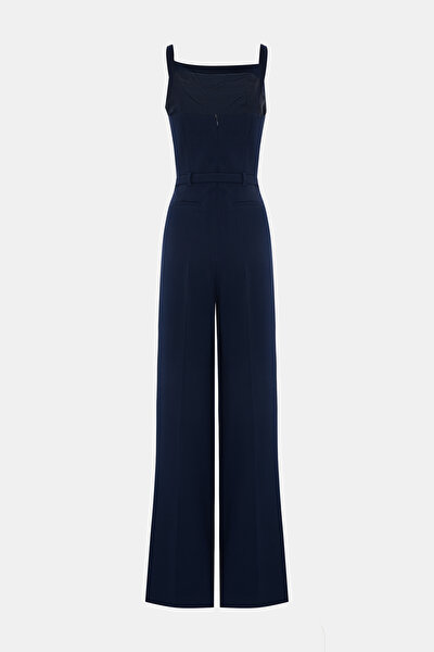NAVY BLUE SQUARE SLEEVELESS SUSPENDER JUMPSUIT 8