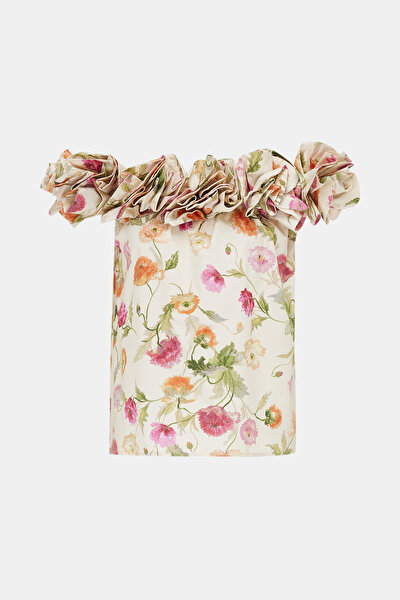 MULTICOLOR FLORAL PATTERN OFF THE SHOULDER BLOUSE 3
