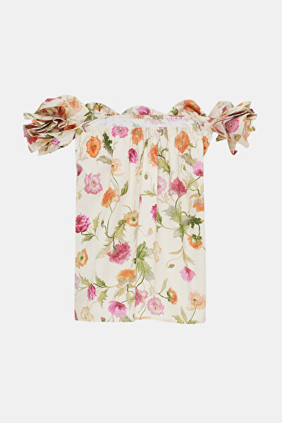 MULTICOLOR FLORAL PATTERN OFF THE SHOULDER BLOUSE 4