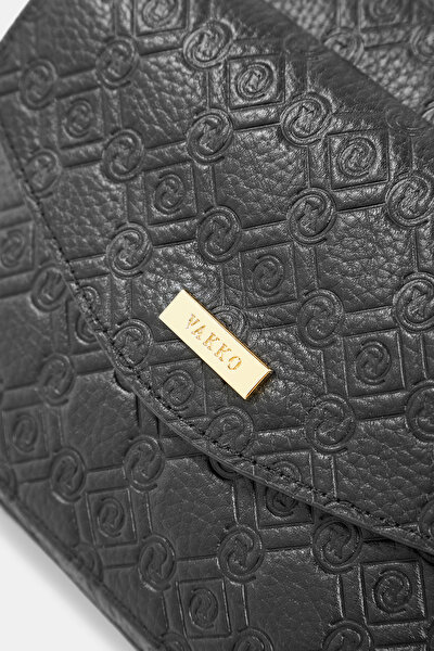 BLACK MONOGRAM LEATHER BAG 5