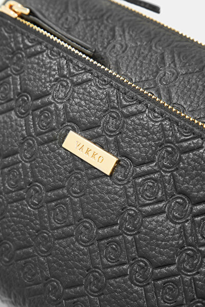 BLACK MONOGRAM LEATHER BAG 5
