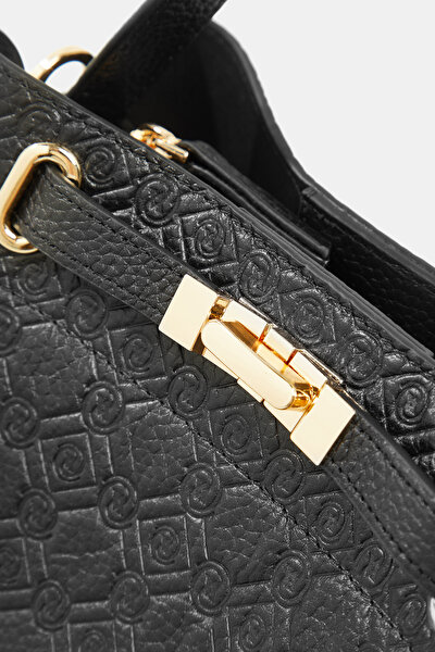 BLACK MONOGRAM LEATHER BAG 5