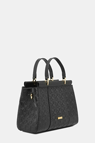 BLACK MONOGRAM LEATHER BAG 3
