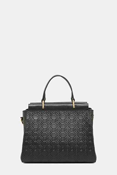 BLACK MONOGRAM LEATHER BAG 4