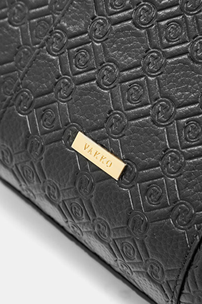 BLACK MONOGRAM LEATHER BAG 5