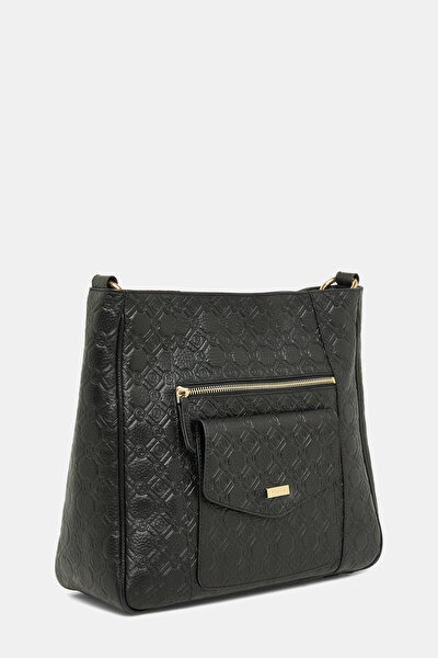 BLACK MONOGRAM LEATHER BAG 3