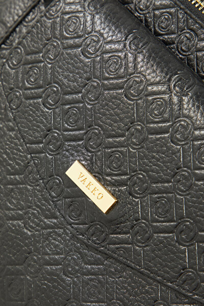 BLACK MONOGRAM LEATHER BAG 5