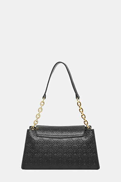 BLACK MONOGRAM LEATHER BAG 4