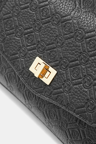 BLACK MONOGRAM LEATHER BAG 5