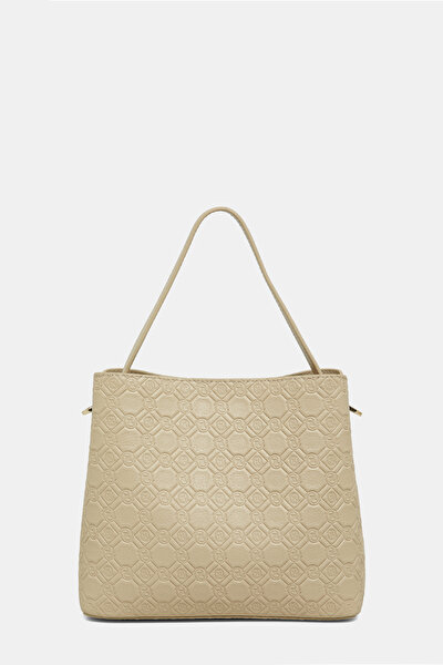 ECRU MONOGRAM LEATHER BAG 4