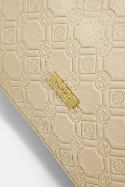 ECRU MONOGRAM LEATHER BAG 5