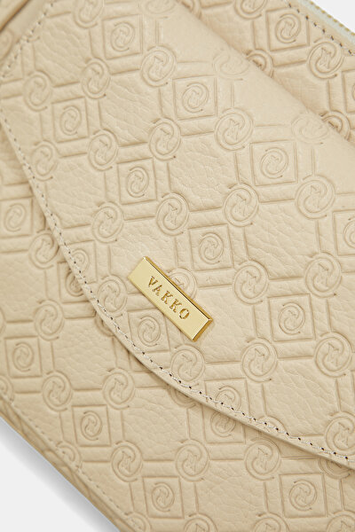 ECRU MONOGRAM LEATHER BAG 5