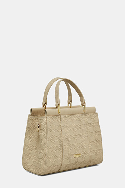 ECRU MONOGRAM LEATHER BAG 3